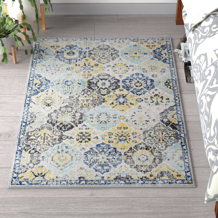 Mistana™ Hillsby Oriental Blue/Yellow/Gray Area Rug & Reviews Wayfair